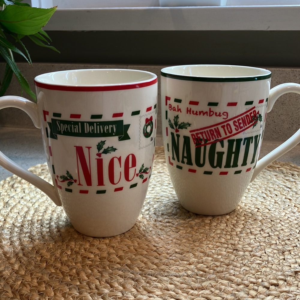 Lenox Naughty & Nice Holiday Christmas Mugs